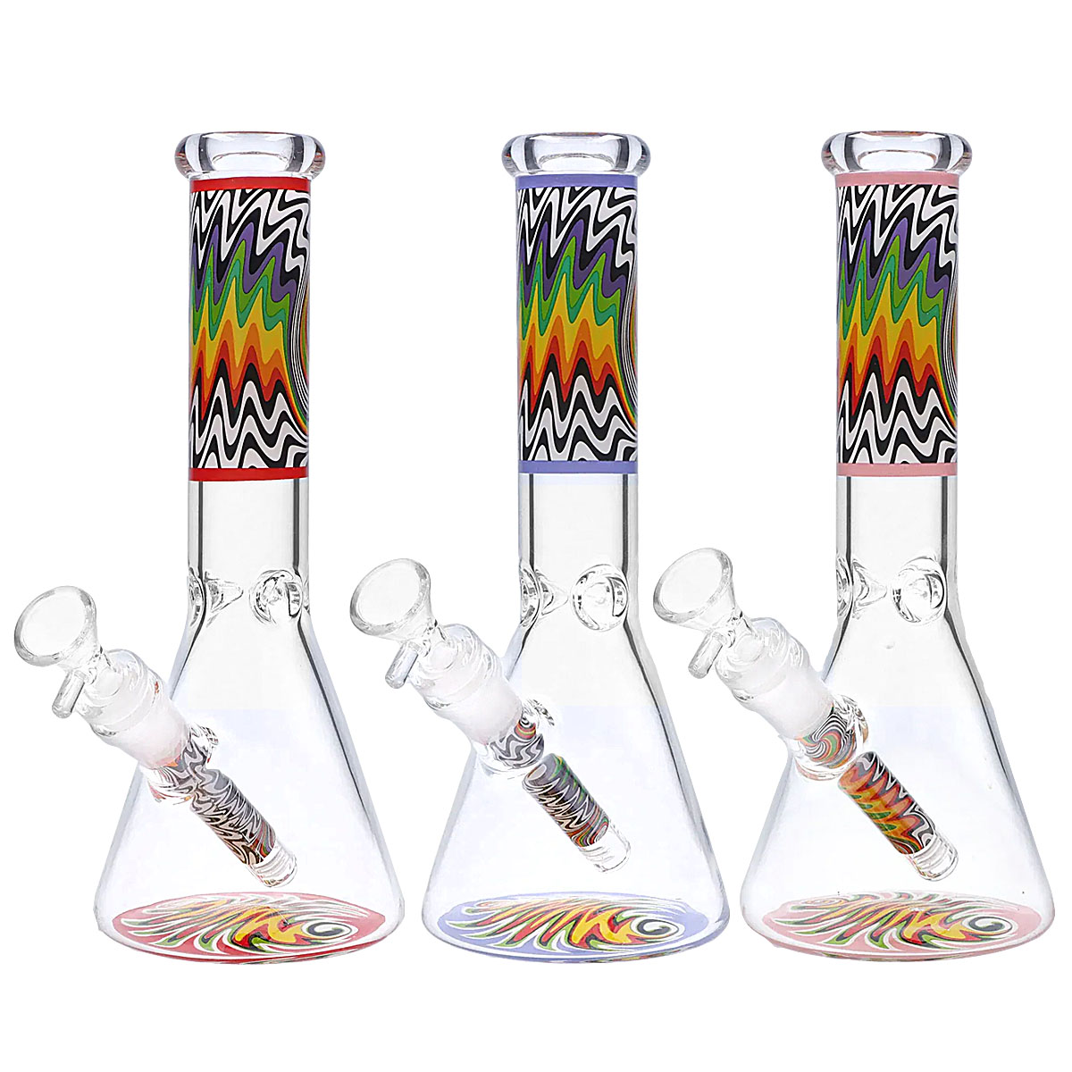 Clear Body With Top And Base Wiwag Design Beaker Waterpipe (ES25213) | 10 inches | Assorted Colors product image